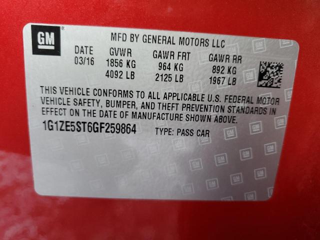 1G1ZE5ST6GF259864 - 2016 CHEVROLET MALIBU LT RED photo 12