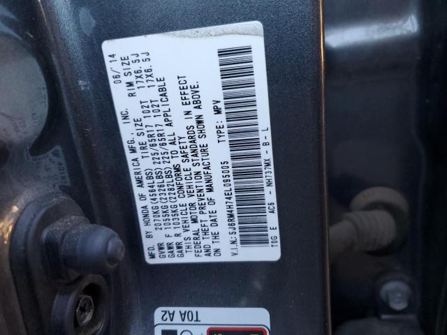 5J6RM4H74EL095005 - 2014 HONDA CR-V EXL GRAY photo 13