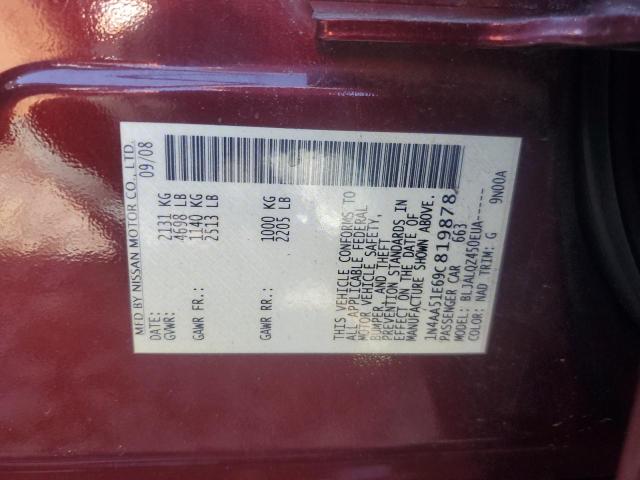 1N4AA51E69C819878 - 2009 NISSAN MAXIMA S RED photo 13