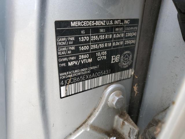 4JGCB65EX6A005431 - 2006 MERCEDES-BENZ R 350 SILVER photo 13