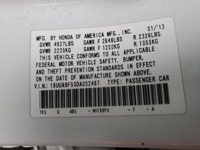 19UUA9F50DA002497 - 2013 ACURA TL TECH WHITE photo 12