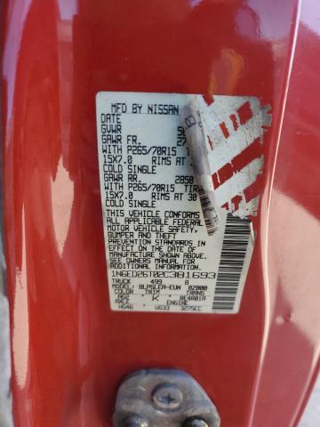 1N6ED26T02C381693 - 2002 NISSAN FRONTIER KING CAB XE RED photo 12