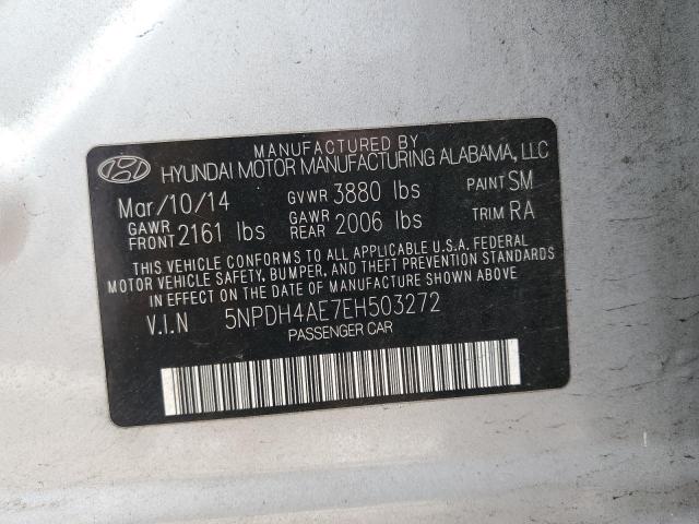 5NPDH4AE7EH503272 - 2014 HYUNDAI ELANTRA SE SILVER photo 12