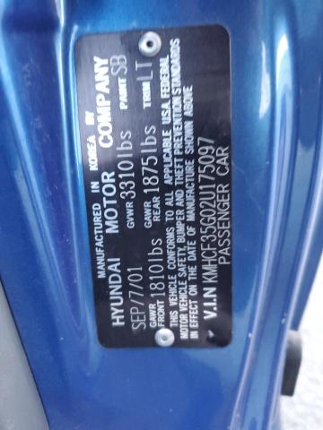 KMHCF35G02U175097 - 2002 HYUNDAI ACCENT L BLUE photo 12