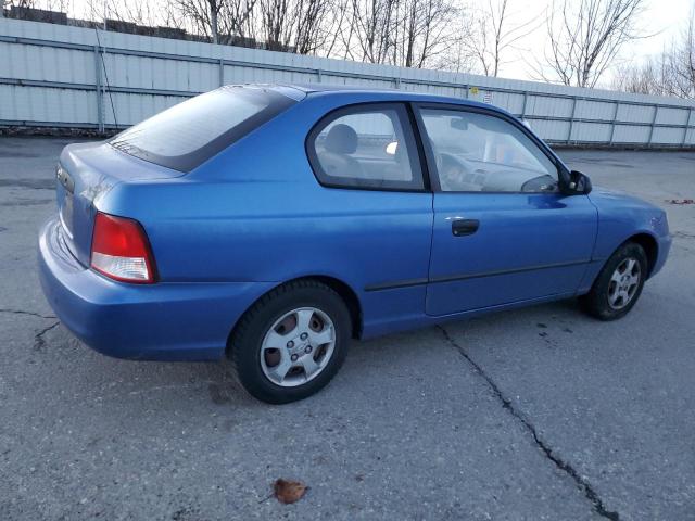 KMHCF35G02U175097 - 2002 HYUNDAI ACCENT L BLUE photo 3