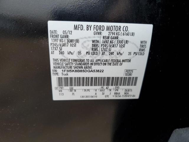 1FM5K8B85DGA53822 - 2013 FORD EXPLORER BLACK photo 13