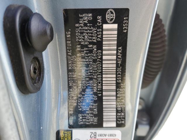 4T1BK36B76U077409 - 2006 TOYOTA AVALON XL BLUE photo 12