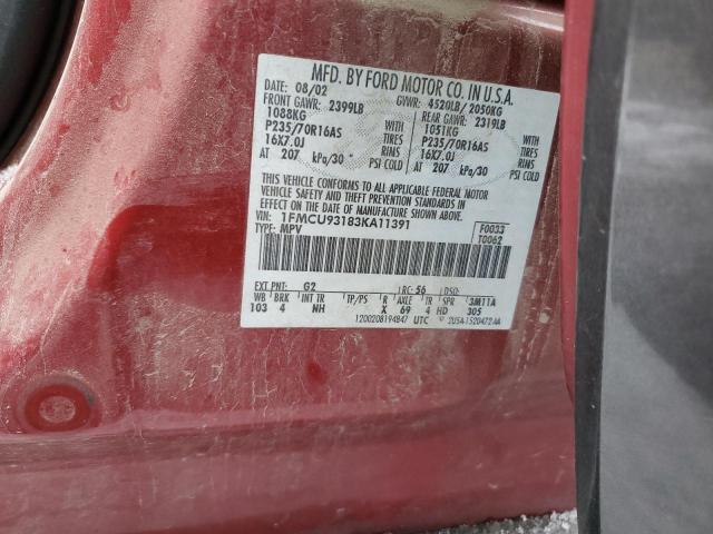 1FMCU93183KA11391 - 2003 FORD ESCAPE XLT RED photo 13