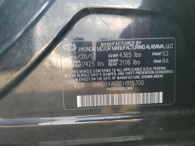 5NPEB4AC0EH815700 - 2014 HYUNDAI SONATA GLS BLACK photo 13