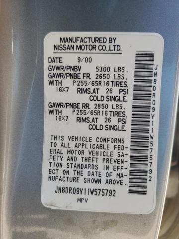 JN8DR09Y11W575792 - 2001 NISSAN PATHFINDER LE 银色 照片 13