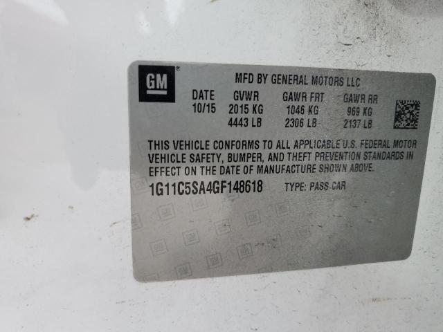 1G11C5SA4GF148618 - 2016 CHEVROLET MALIBU LIM LT Ақ фото 12