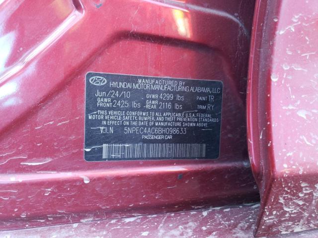 5NPEC4AC6BH098633 - 2011 HYUNDAI SONATA SE RED photo 12