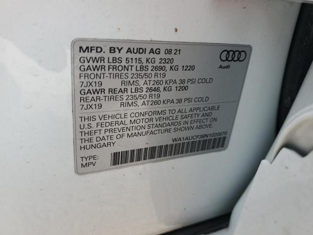 WA1AUCF38N1020570 - 2022 AUDI Q3 PREMIUM 40 WHITE photo 13