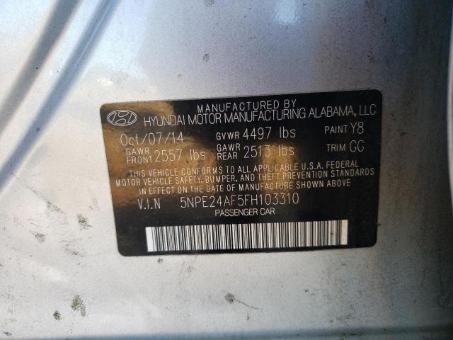 5NPE24AF5FH103310 - 2015 HYUNDAI SONATA SE SILVER photo 12