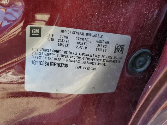 1G11C5SA1GF163738 - 2016 CHEVROLET MALIBU LIM LT 红色 照片 12