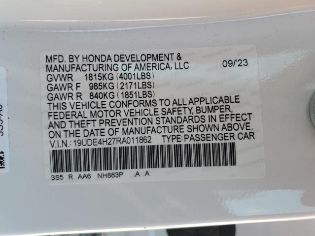 19UDE4H27RA011862 - 2024 ACURA INTEGRA WHITE photo 13