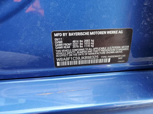 WBA8F1C59JK898325 - 2018 BMW 328 D XDRIVE BLUE photo 12