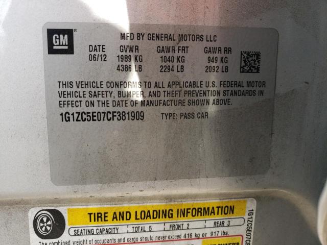 1G1ZC5E07CF381909 - 2012 CHEVROLET MALIBU 1LT Күміс фото 12