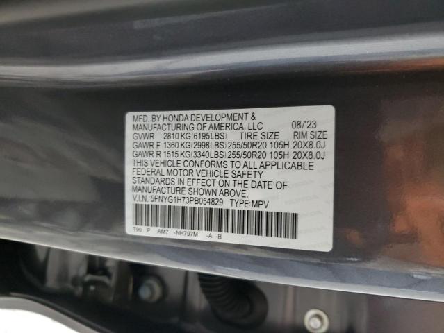 5FNYG1H73PB054829 - 2023 HONDA PILOT TOURING BLACK photo 12