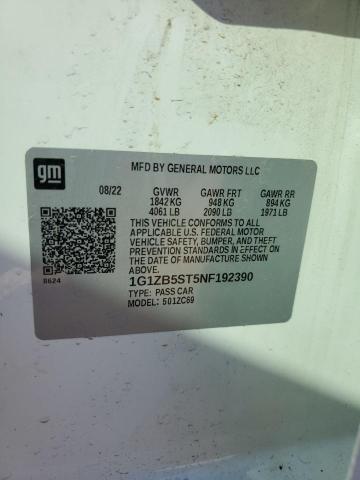 1G1ZB5ST5NF192390 - 2022 CHEVROLET MALIBU LS Beyaz fotoğraf 12