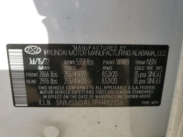 5NMS5DAL7PH482356 - 2023 HYUNDAI SANTA FE CALLIGRAPHY WHITE photo 12