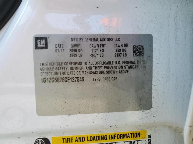 1G1ZG5E78CF127546 - 2012 CHEVROLET MALIBU LTZ თეთრი ფოტო 13