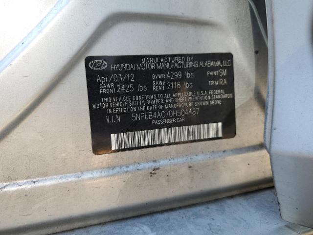 5NPEB4AC7DH504487 - 2013 HYUNDAI SONATA GLS SILVER photo 12