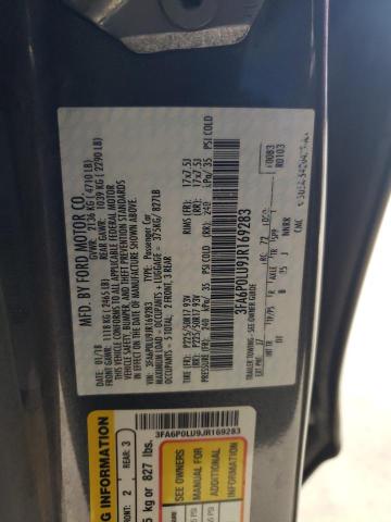 3FA6P0LU9JR169283 - 2018 FORD FUSION SE HYBRID CHARCOAL photo 12