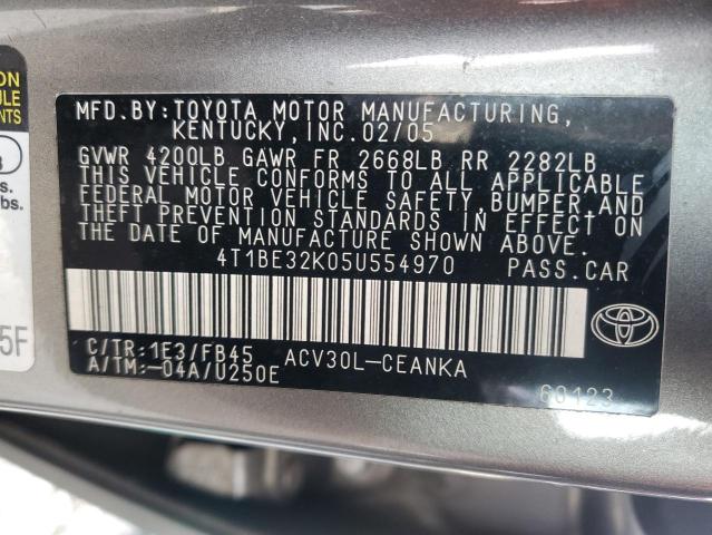 4T1BE32K05U554970 - 2005 TOYOTA CAMRY LE GRAY photo 13