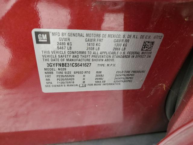 3GYFNBE31CS641627 - 2012 CADILLAC SRX PERFORMANCE COLLECTION ბურგუნდია ფოტო 12