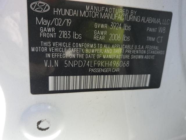 5NPD74LF9KH496068 - 2019 HYUNDAI ELANTRA SE WHITE photo 12