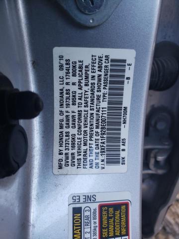 19XFA1F92BE007111 - 2011 HONDA CIVIC EXL ვერცხლისფერი ფოტო 13