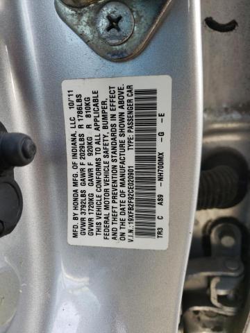 19XFB2F92CE020901 - 2012 HONDA CIVIC EXL SILVER photo 13