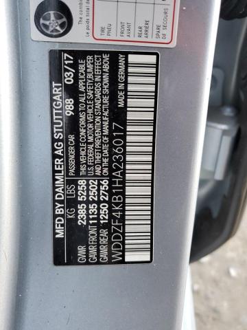 WDDZF4KB1HA236017 - 2017 MERCEDES-BENZ E 300 4MATIC SILVER photo 12