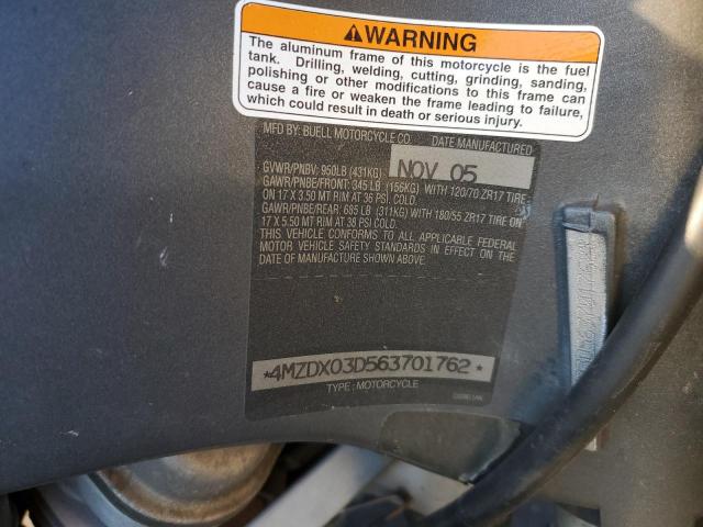 4MZDX03D563701762 - 2006 BUELL ULYSSES XB12X GRAY photo 10