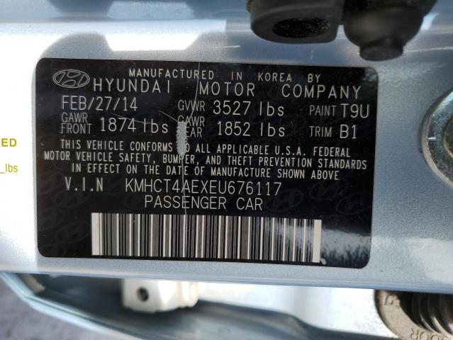 KMHCT4AEXEU676117 - 2014 HYUNDAI ACCENT GLS BLUE photo 13