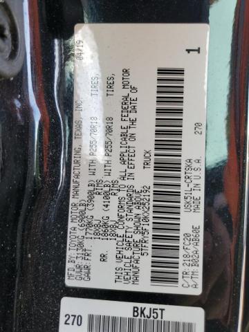 5TFRY5F10KX252192 - 2019 TOYOTA TUNDRA DOUBLE CAB SR/SR5 BLACK photo 13