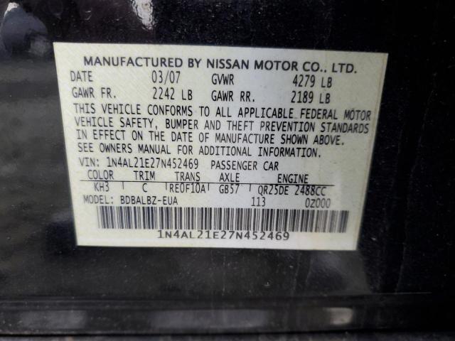 1N4AL21E27N452469 - 2007 NISSAN ALTIMA 2.5 BLACK photo 12