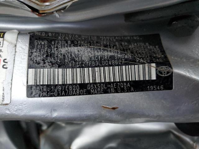 4T1EZ1FB3LU048627 - 2020 TOYOTA AVALON XSE SILVER photo 12