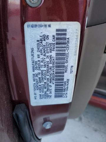 4T1BG22K4YU938047 - 2000 TOYOTA CAMRY CE MAROON photo 12