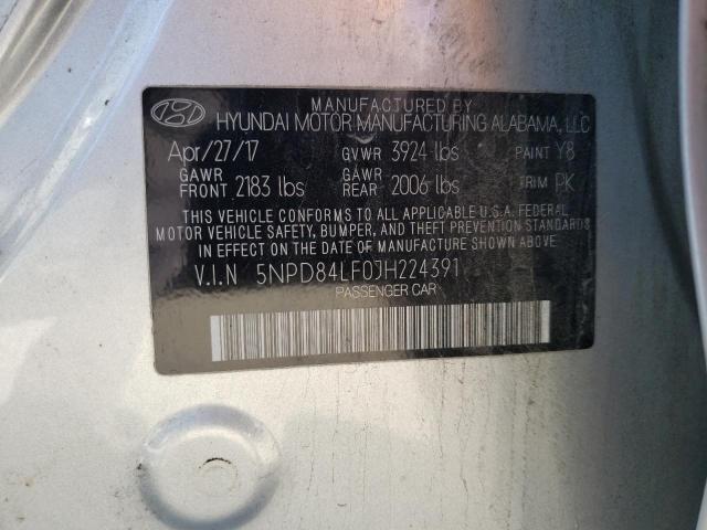 5NPD84LF0JH224391 - 2018 HYUNDAI ELANTRA SEL SILVER photo 12