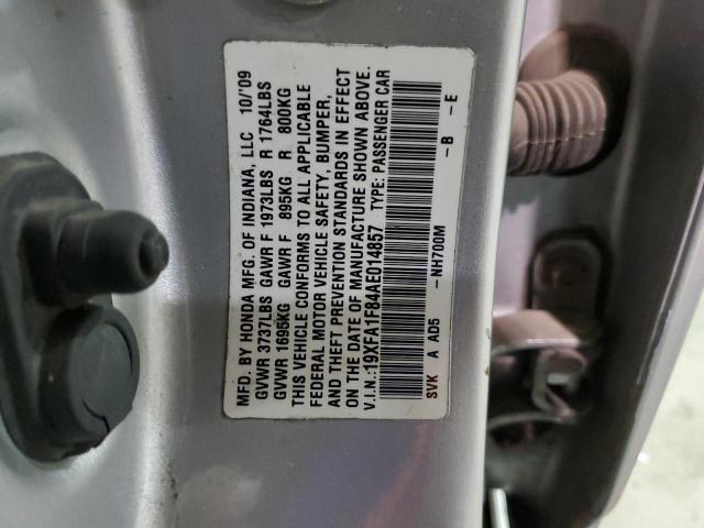 19XFA1F84AE014857 - 2010 HONDA CIVIC EX SILVER photo 12