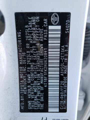 4T1BF1FK2HU620841 - 2017 TOYOTA CAMRY LE WHITE photo 12