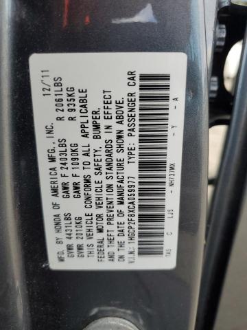 1HGCP2F8XCA059977 - 2012 HONDA ACCORD EXL GRAY photo 12