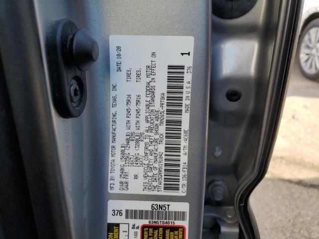 5TFAX5GN9MX191042 - 2021 TOYOTA TACOMA DOUBLE CAB SILVER photo 12