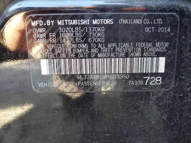 ML32A4HJ5FH013950 - 2015 MITSUBISHI MIRAGE ES BLACK photo 12