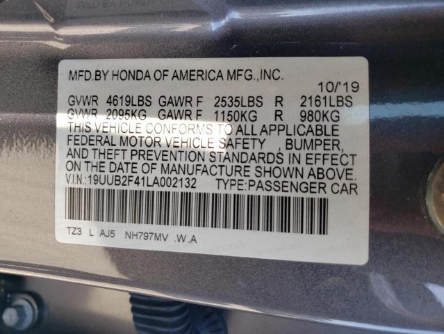 19UUB2F41LA002132 - 2020 ACURA TLX TECHNOLOGY 灰色 照片 12
