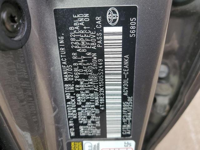 4T1BE32K15U552449 - 2005 TOYOTA CAMRY LE GRAY photo 12