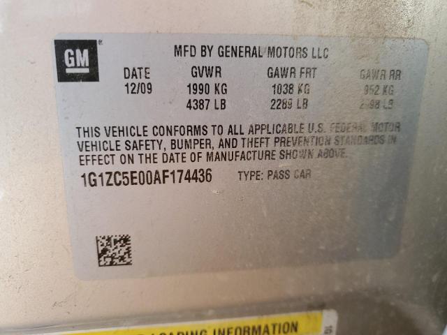 1G1ZC5E00AF174436 - 2010 CHEVROLET MALIBU 1LT Qəhvəyi foto 12