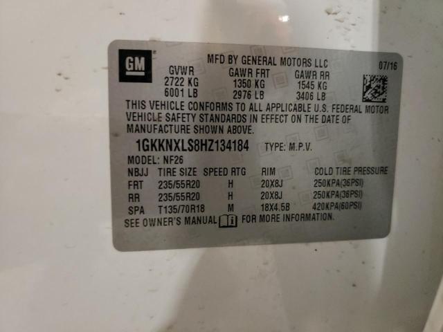 1GKKNXLS8HZ134184 - 2017 GMC ACADIA DENALI WHITE photo 13